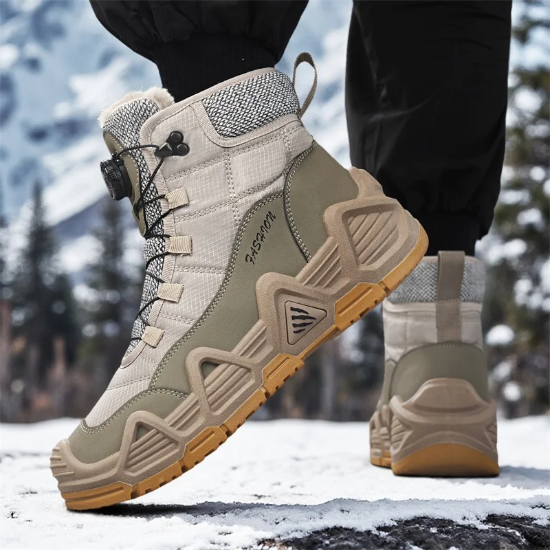 Waterproof Winter Boot - รองเท้าบูททหารสำหรับผู้ชาย ขนอุ่น สำหรับกิจกรรมกลางแจ้ง เดินป่า ล่าสัตว์ ปีนเขา