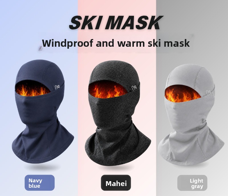 Balaclava Ski Mask - หมวกคลุมศีรษะกันหนาวสำหรับปั่นจักรยานกลางแจ้ง ป้องกันใบหน้าและคอ ผ้าคลุมหน้ากันลมและหนาว หน้ากากสกีกำมะหยี่ สำหรับผู้ชายและผู้หญิง