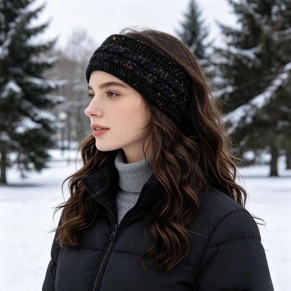 Fleece Ear Warmer Band - ที่คาดผมยืดหยุ่นสวมใส่สบายสำหรับผู้หญิง ที่คาดผมกันหนาวแบบถักหนา บุด้วยผ้าฟลีซเพื่อให้ความอบอุ่นแก่หู เหมาะสำหรับสภาพอากาศหนาวเย็นกลางแจ้ง
