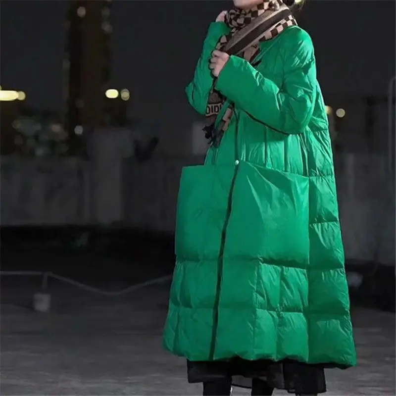 Down Jacket Packable - แจ็คเก็ตขนเป็ดตัวยาวโอเวอร์ไซส์สำหรับผู้หญิงเสื้อแจ็คเก็ตขนเป็ดเสื้อผ้าผู้หญิงแขนยาวกระเป๋าใหญ่เสื้อคลุมฤดูหนาวแจ็คเก็ตฤดูหนาวแบรนด์หรู