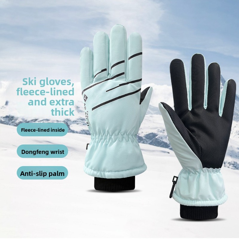 Snow Glove Insulated - ถุงมือสกีฤดูหนาวสำหรับผู้หญิง รองรับการสัมผัสหน้าจอ กันน้ำ กันลม ป้องกันความหนาวเย็น บุด้วยกำมะหยี่หนา