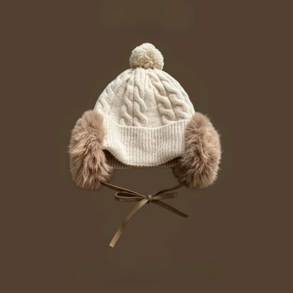 หมวกไหมพรมถักลายเคเบิลพร้อมที่ - Knit Beanie Hat Warm บทวิจารณ์และราคา