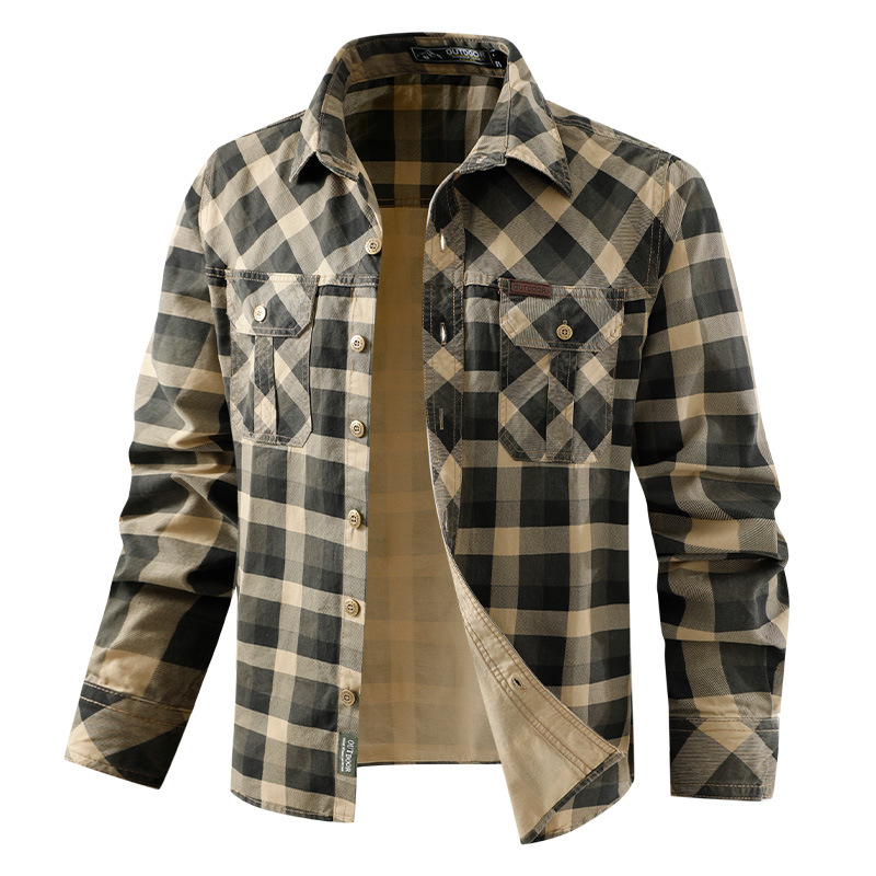 เสื้อเชิ้ตลายสก๊อตผู้ชาย เสื้อ - Flannel Shirt Lined บทวิจารณ์และราคา