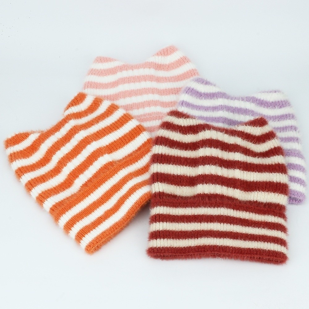 หมวกบีนนี่แฟชั่นฤดูหนาวลายทางพ - Knit Beanie Hat Warm บทวิจารณ์และราคา