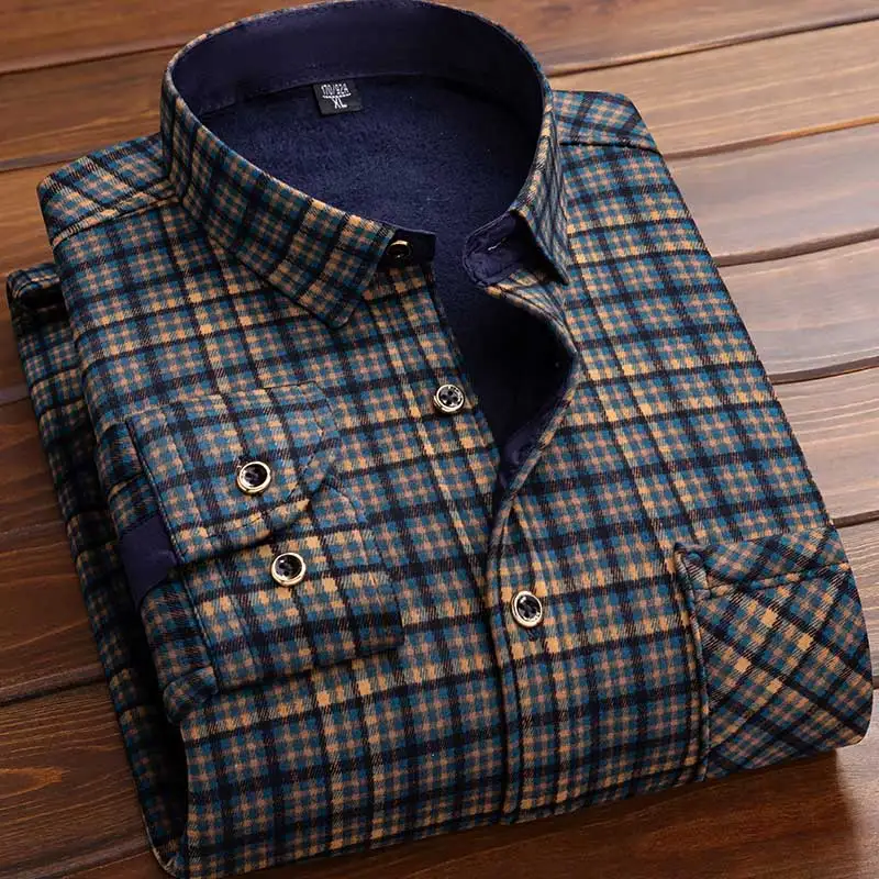 เสื้อเชิ้ตผ้าฟลีซผู้ชาย ฤดูใบไ - Flannel Shirt Lined บทวิจารณ์และราคา