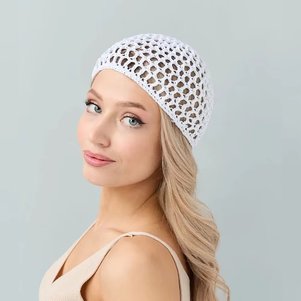 หมวกคลุมผมแบบโปร่งสบาย ระบายอา - Knit Beanie Hat Warm บทวิจารณ์และราคา
